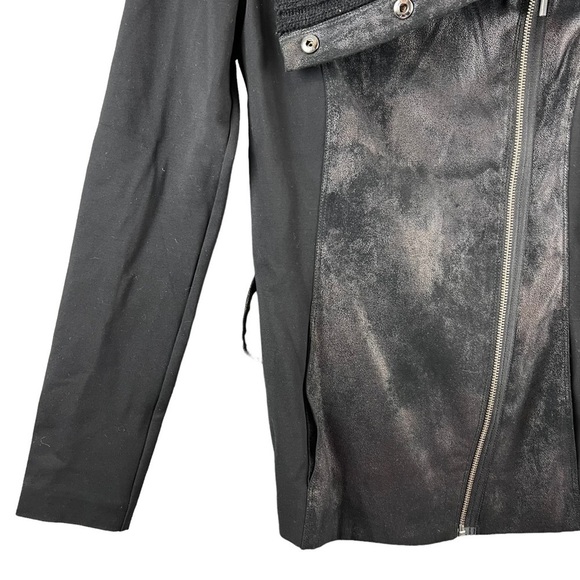 ARMANI EXCHANGE A/X Moto Jacket Black Vegan Leather Wool Small Grunge Goth - Picture 5 of 8